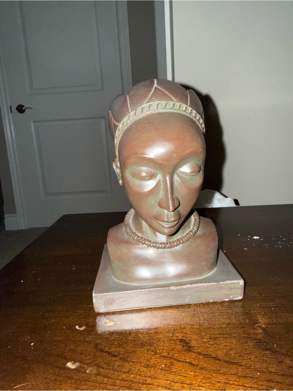 Decorative African Bust Sculpture in Brown